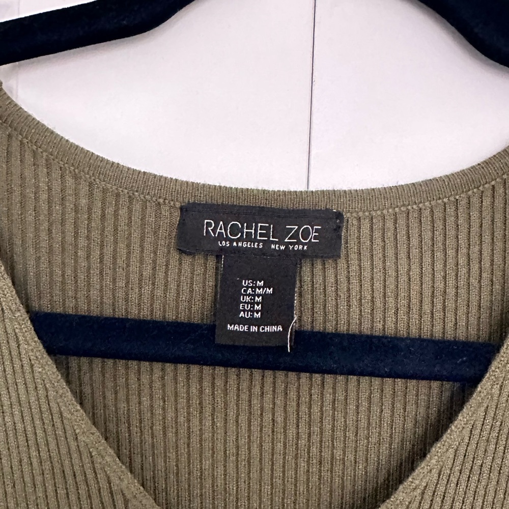 Rachel Zoe Long Sleeve Knit Olive Green Dress - Picture 3 of 7
